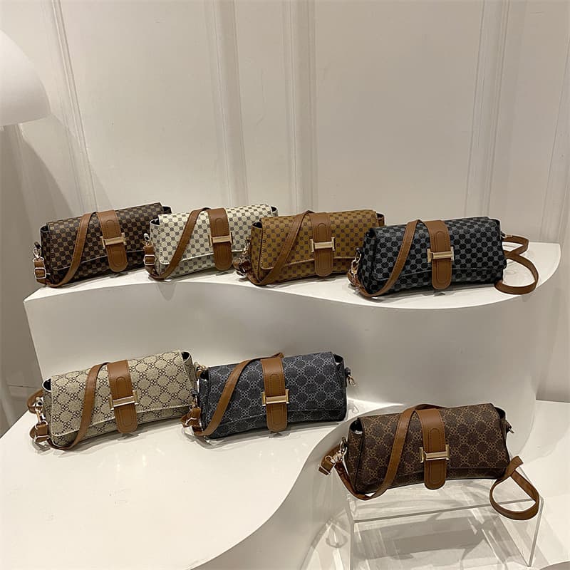 2026 Minimalist Printed Design Retro Personalized Fashion Casual Women's Chic Single-Shoulder Crossbody Handbag Small Square Bag