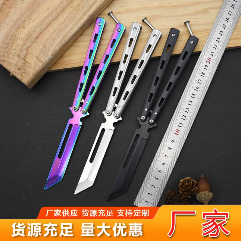 Unedged Butterfly Knife Comb Factory Cross-Border Shipping Folding Stainless Steel Outdoor CSGO Butterfly Comb Practice Knife