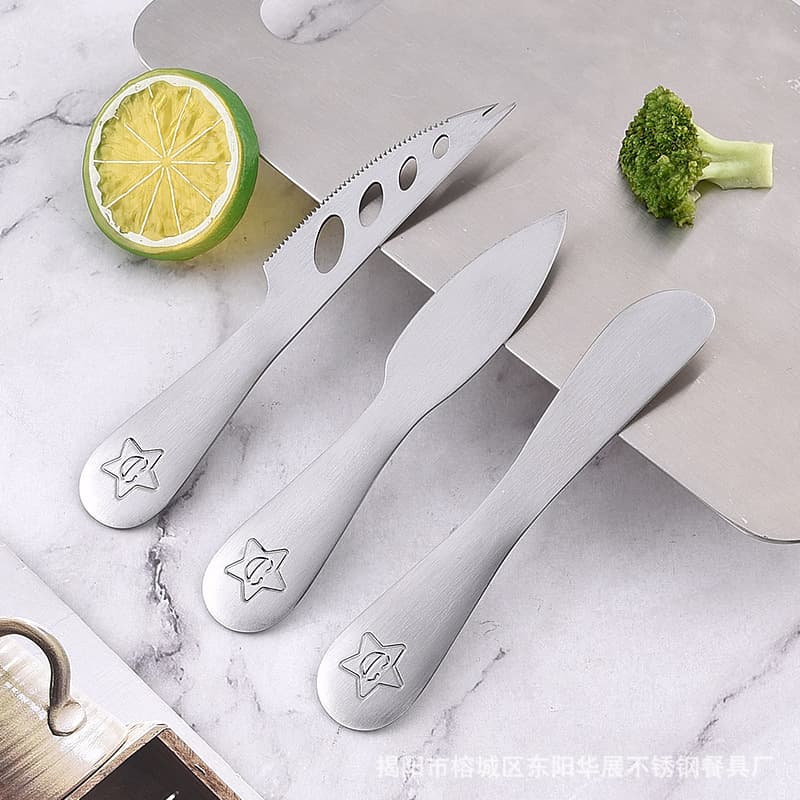 New Arrival Stainless Steel Matte Kitchen Tools Cheese Knife Fork Large Spatula Fruit Fork Cake Knife Scraper Factory