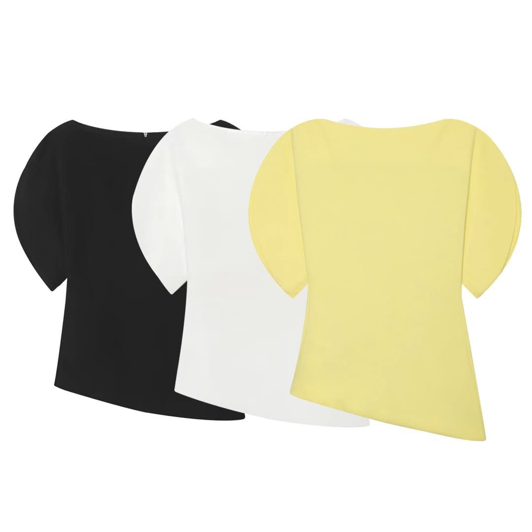 TAOP&ZA Women's 2026 Summer New Arrival Asymmetric Hem Bubble Short Sleeve Top 1100198