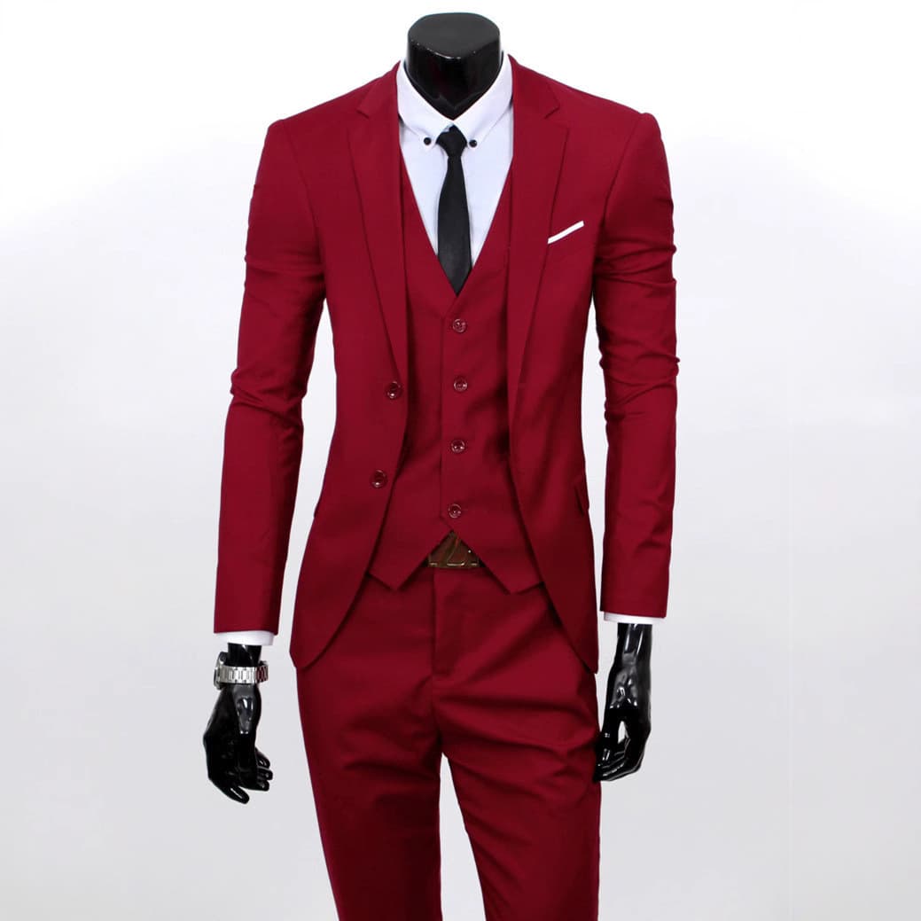 Groom Suit Set Men's 3-Piece British Casual Business Suit Wedding Tuxedo Slim Fit Stylish Summer