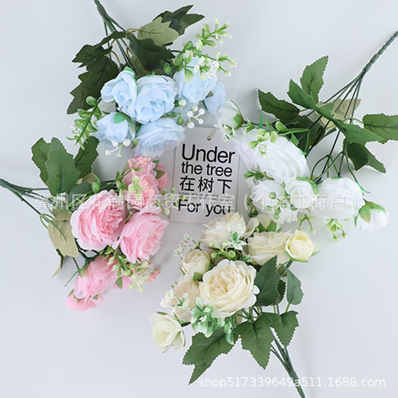 5 foreign peonies, artificial flowers, fake flower scene layout, wedding decoration, rose photo props, silk flowers, spot wholesale