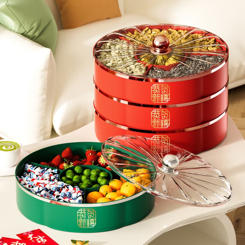 Luxury High-End Dry Fruit Tray for Living Room, Coffee Table Snack, Nut, and Candy Storage, Festive New Year Goods