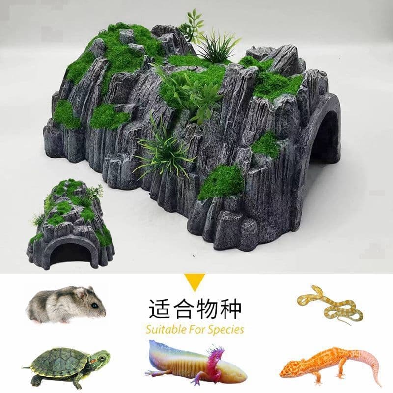 Reptile Hideout Large Tortoise House, Snake Hide, Hamster Cave, Fish Tank Decoration, Spider Hide, Turtle Basking Platform New