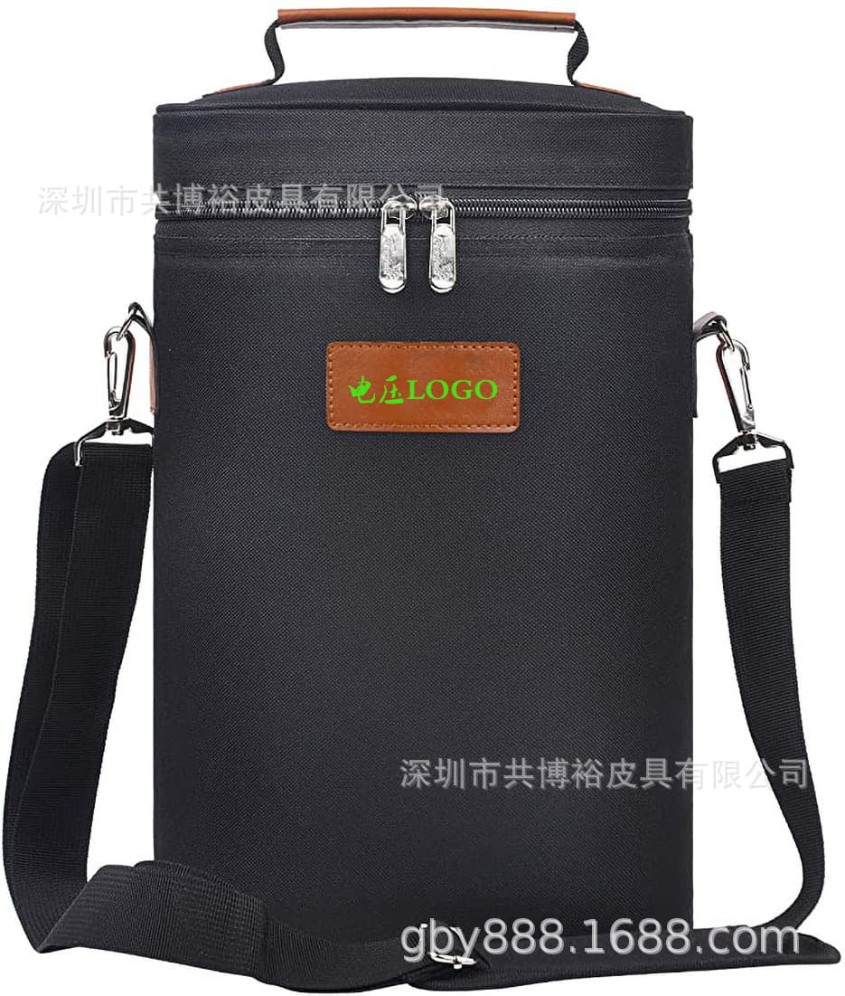 Factory direct 2-pack wine cooler bag, polyester waterproof insulated bag, outdoor picnic shoulder bag, wine bag