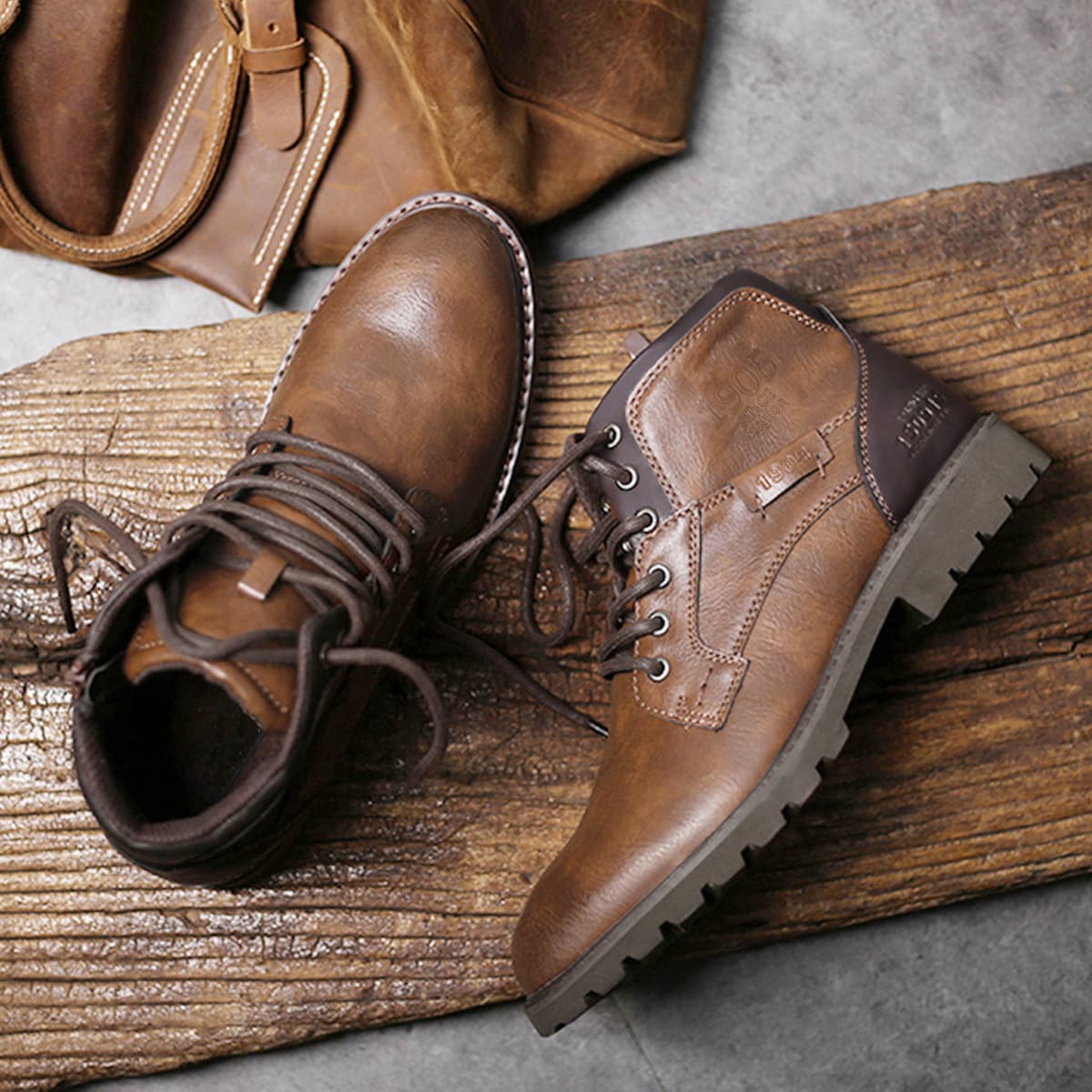 HPIOPL3998 Men's Martin Boots, Large Size Zipper Short Boots Men's Shoes High-Top Shoes, OPP Zipper Bag Can Be Labeled