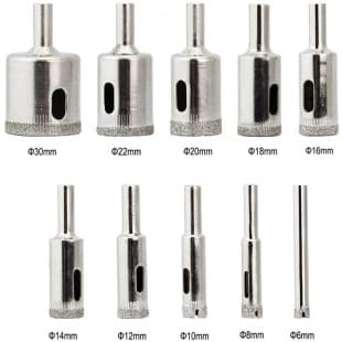 Glass Hole Opener 10-Piece Set In Stock Electroplated Carborundum Glass Drill Bit Glass Hole Opener