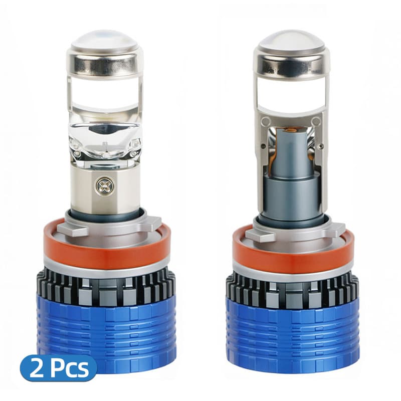 Car H11 Lens LED Headlight Low Beam Bulb 6000K Focused 55W Upgrade Headlight H4 Hi/Lo Integrated Front Light