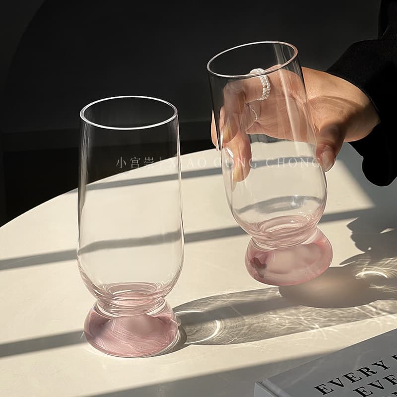 Ins-Style Pink Mountain Thick-Bottomed Viewing Cup High Appearance Creative Glass Cup Coffee Cup Beer Cup Juice Cup