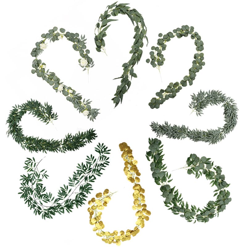 Amazonian green leaf artificial vine vine wedding decoration eucalyptus round leaf twining eucalyptus leaf vine