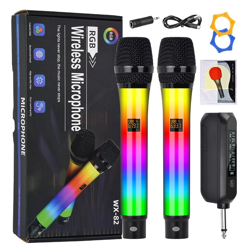 RGB LED Wireless Microphone for Speakers and Mixers - WX82 Microphone for Karaoke - New Model for 2025