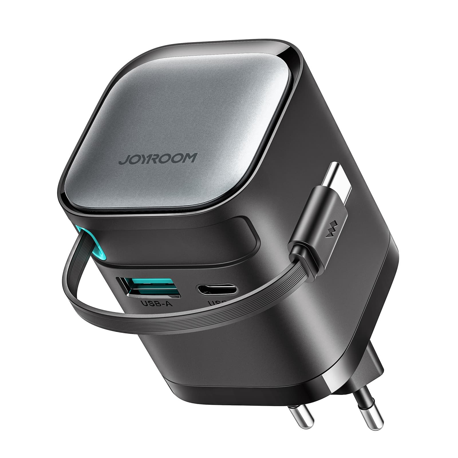 EU Standard 65W GaN Retractable Cable Phone Charger Type-C Power Plug