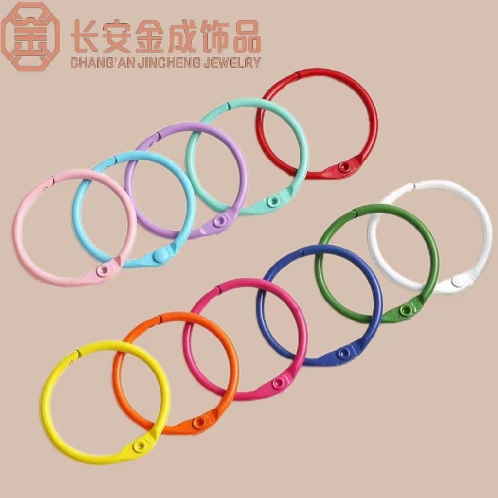 Colorful Candy Painted Metal Key Ring 30mm Open Circle 45mm Book Ring Connector Modern Art Style Non-Patented Non-Gift Item