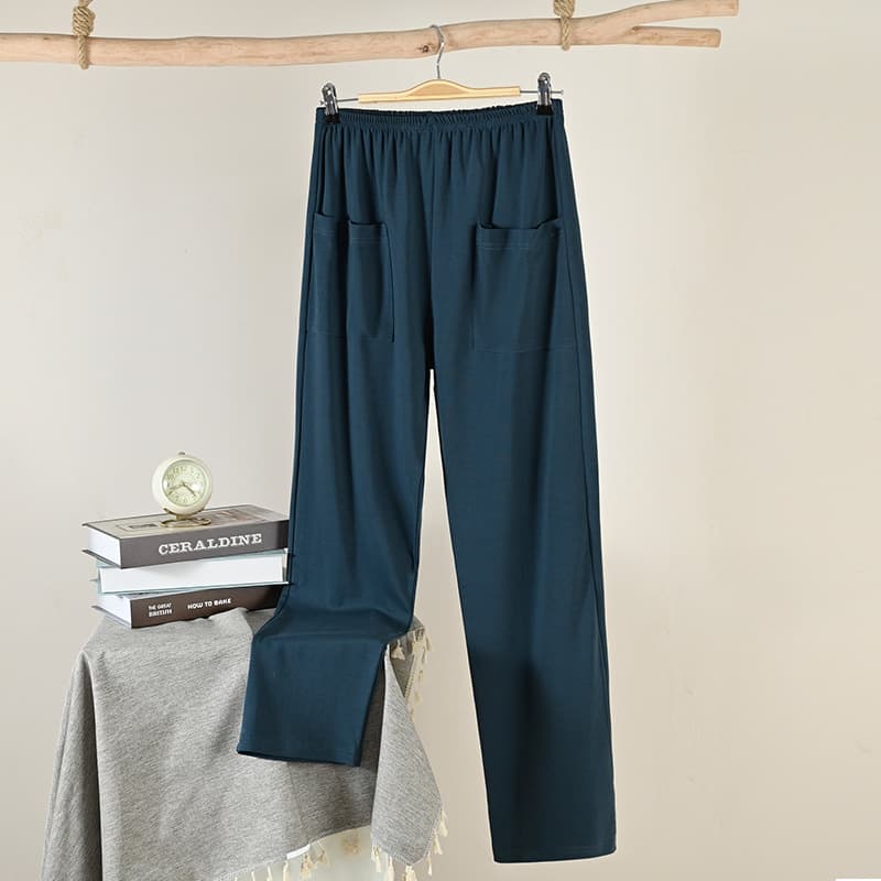 Men's Spring/Autumn Sleep Pants, Combed Cotton Long Pants, Loose Plus Size, Four-Season Casual Straight-Leg Home Pants