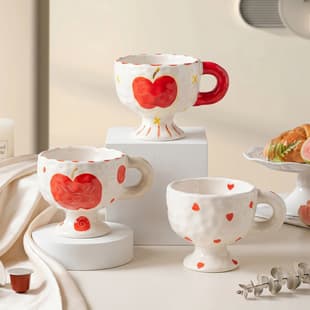 Creative Hand-Painted Ceramic Cup, Water Cup, Mug, Unique Gift, Irregular Hand-Held Cup, Ins-Style Ceramic Cup