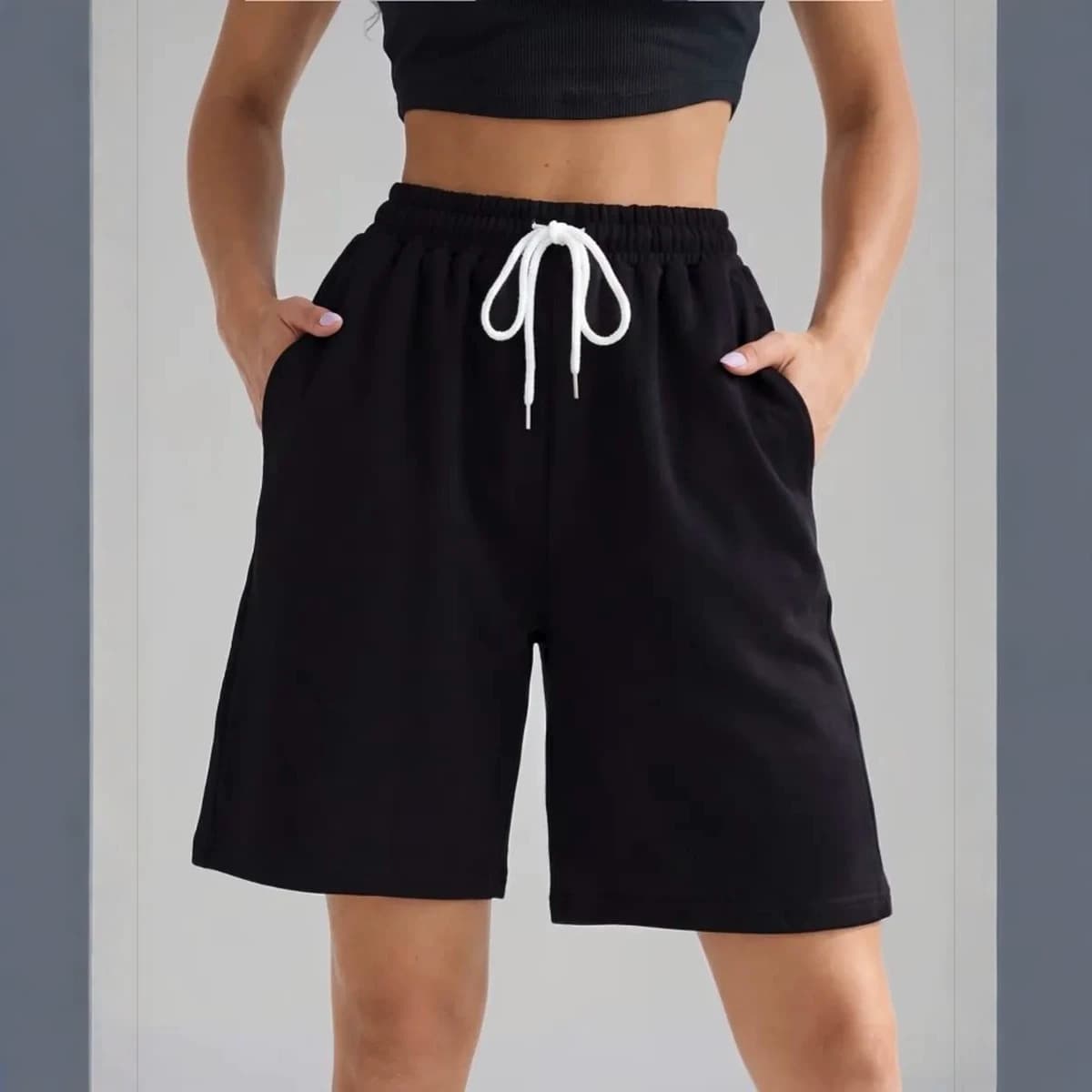 Amazon Cross-border Bestseller 2026 Summer Elastic Drawstring Knee-length Pants European and American Casual Sports Shorts