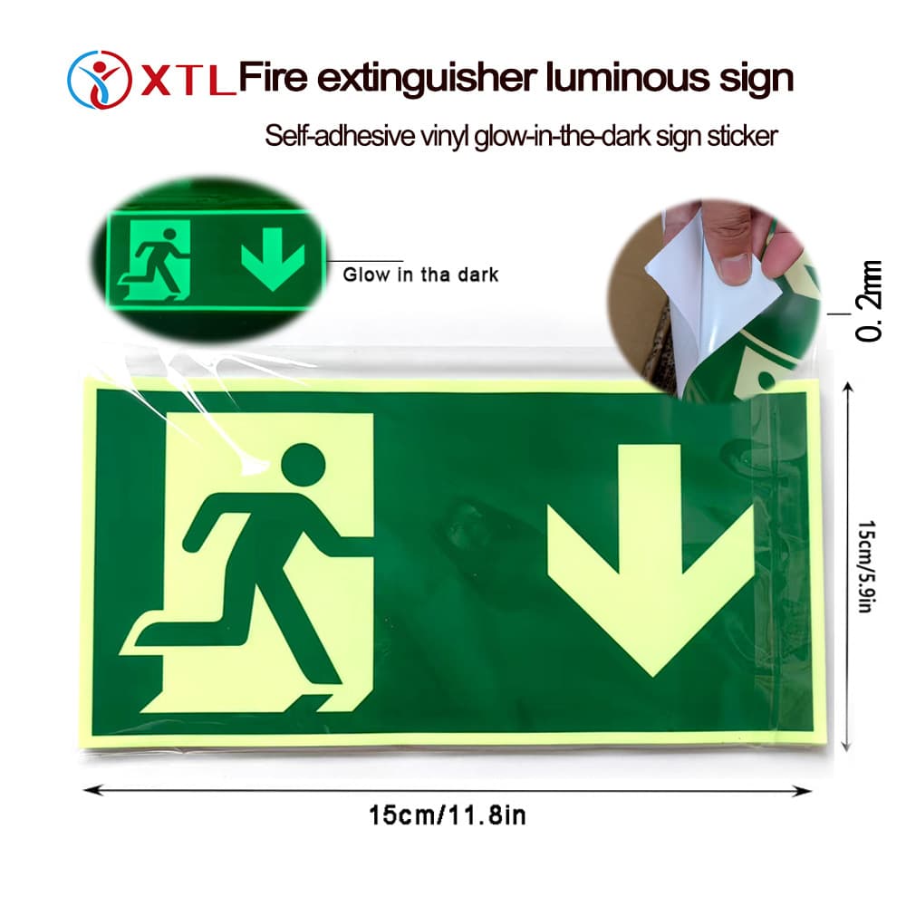 Cross-border Supply EXIT Evacuation Indicator, Safety Exit Glow-in-the-Dark Sign, Self-adhesive Glow-in-the-Dark Fire Safety Identification Sticker