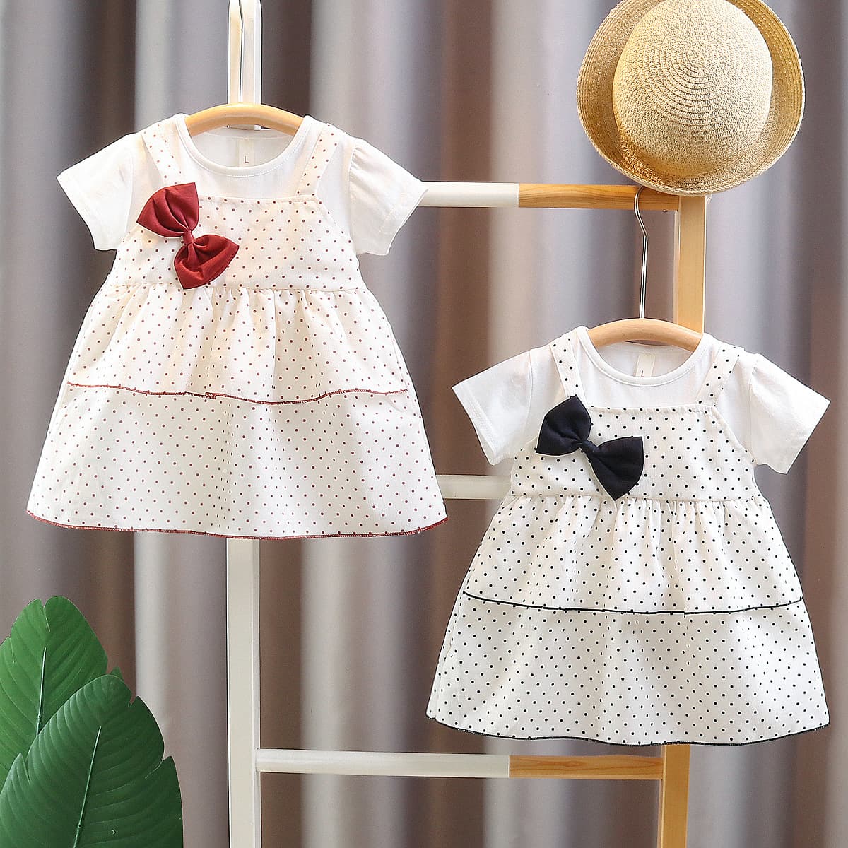 2025 Summer New Girls Cotton Skirt Korean Style Children's Short Sleeve Dress Baby Cartoon Mesh Cotton Children's Wholesale