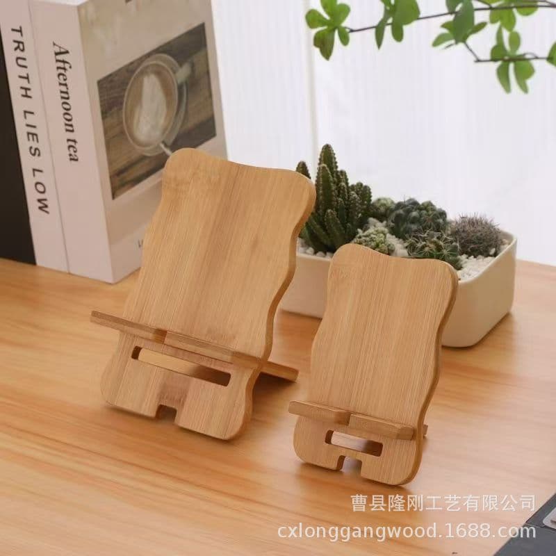 Wooden Phone Stand Desktop Lazy Binge-Watching Phone Charging Base Solid Wood Decoration Home Phone Tablet Holder