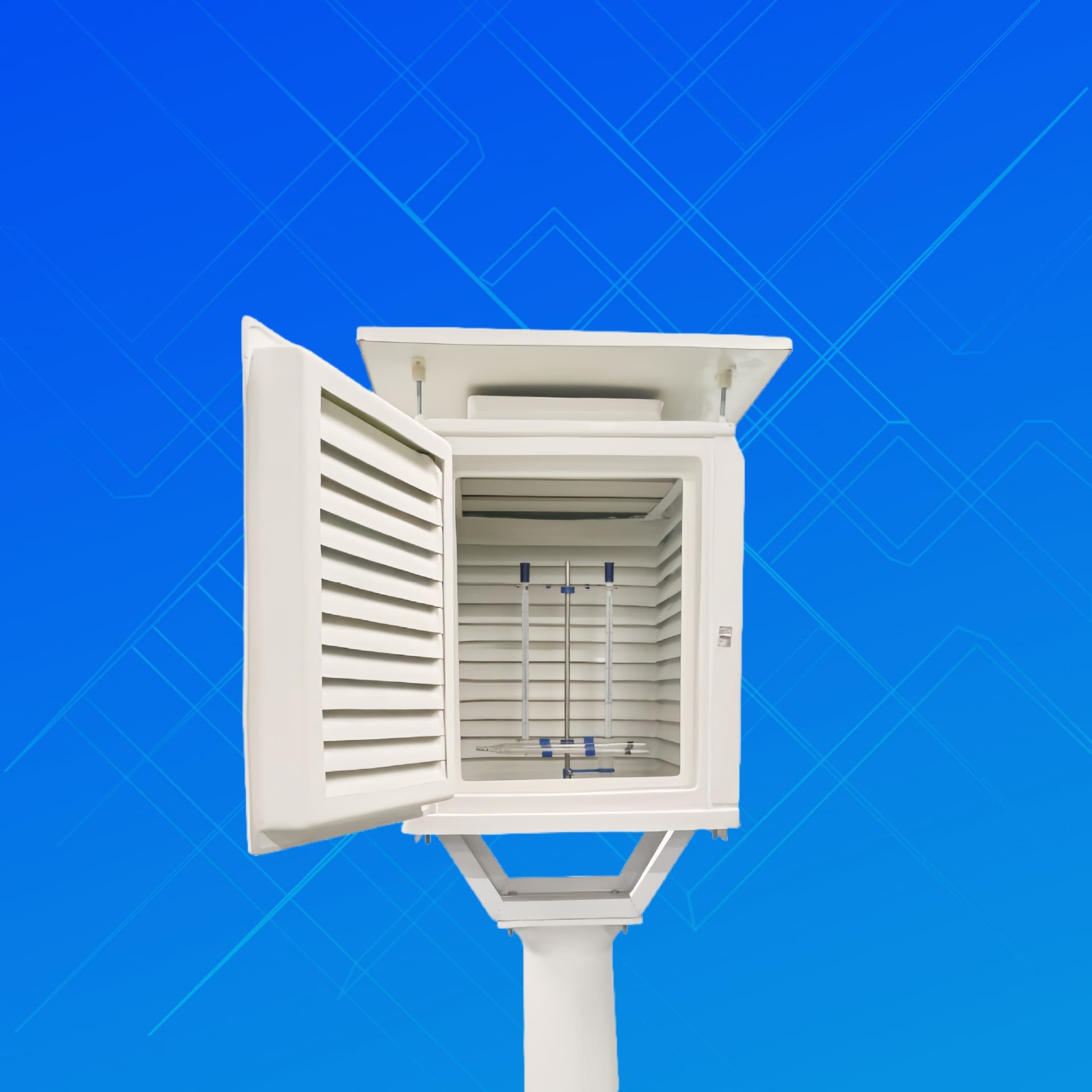 Standard Radiation-Ventilated FRP Stevenson Screen for Professional Meteorological Observation and Environmental Monitoring Housings