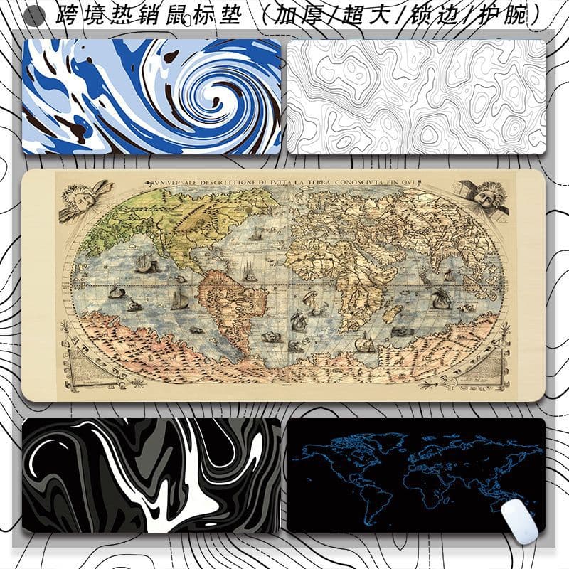 Amazon Cross-border Mouse Pad Extra Large Abstract Line Fluid Ripple Non-slip Pad Factory Wholesale Simple Mouse Pad