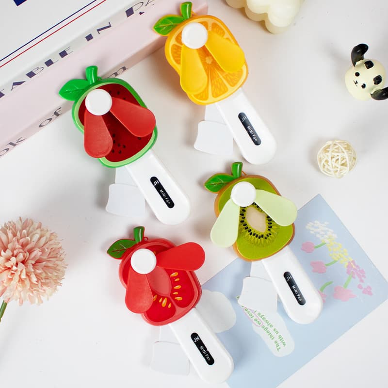 Cartoon hand-pressed hand-cranked fruit strawberry handheld fan student portable manual small internet celebrity children's fan
