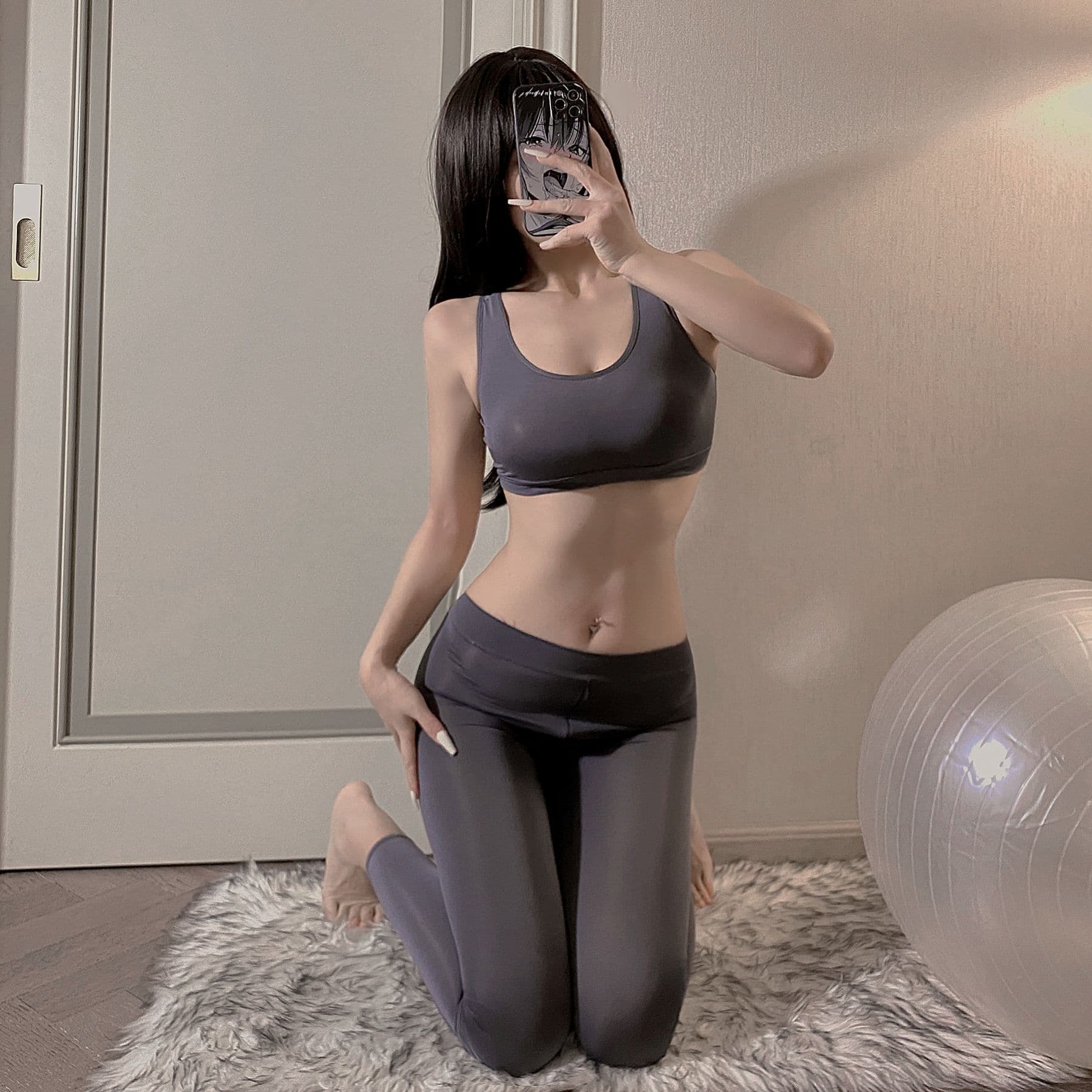 Lingerie Uniform Sexy Ice Silk Smooth Quick-release Zipper Crotch Yoga Pants Sexy Stockings Lingerie