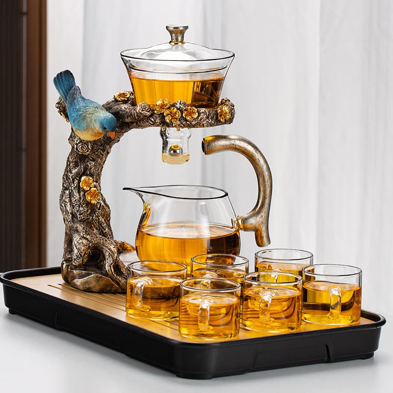 Glass tea set, household magnetic semi-automatic tea maker, office kung fu tea cup and teapot set.