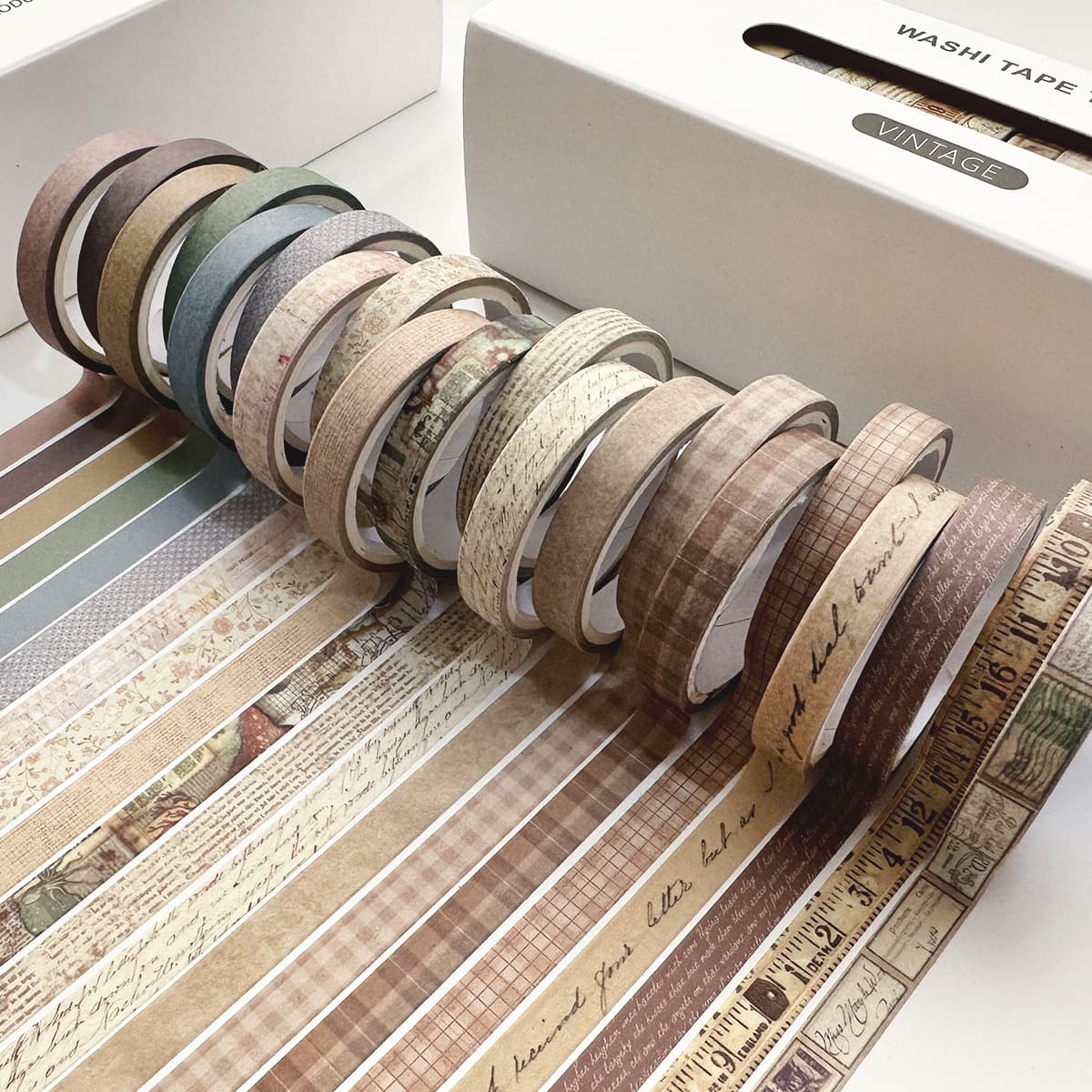 20-roll set of fine notebook tape, retro washi tape, ancient style creative decoration DIY.