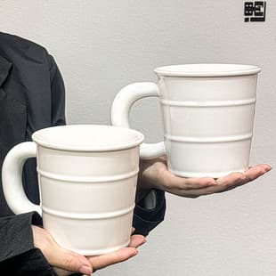 Creative Personalized Ceramic Mug Large Capacity Oil Drum Ceramic Cup Foreign Trade Coffee Cup Water Cup Cross-Border Drop Shipping