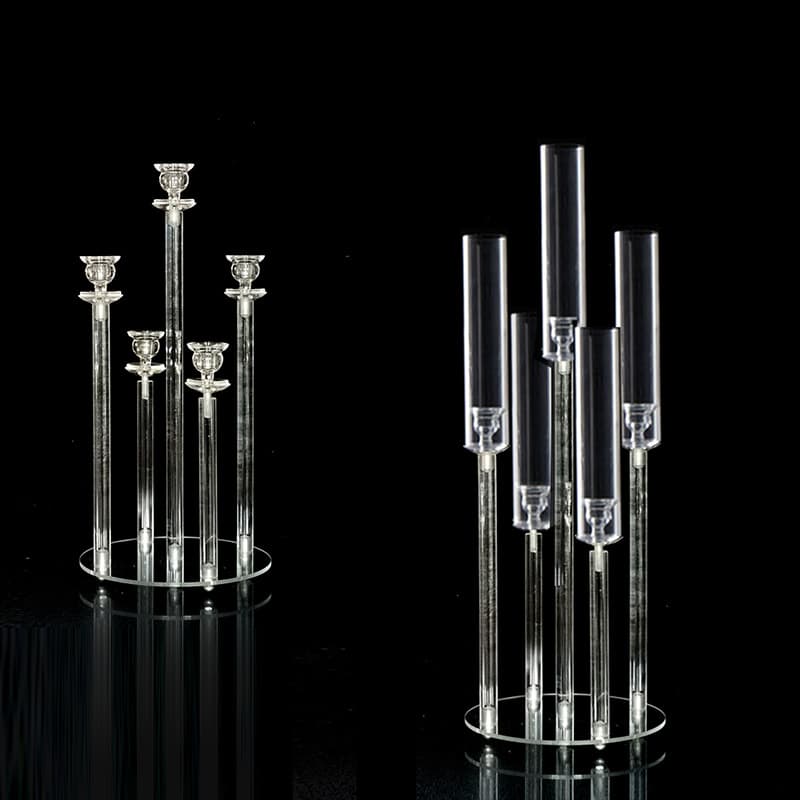 Cross-border Supply Clear Acrylic 5-Arm Candelabra for Wedding Venue Hotel Western Restaurant Centerpiece Vase Decorative Ornament
