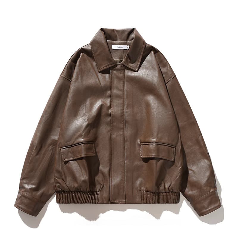 European and American Stylish Biker Jacket for Men 2024 Autumn/Winter New Business Casual Fashion Street Solid Color Outerwear