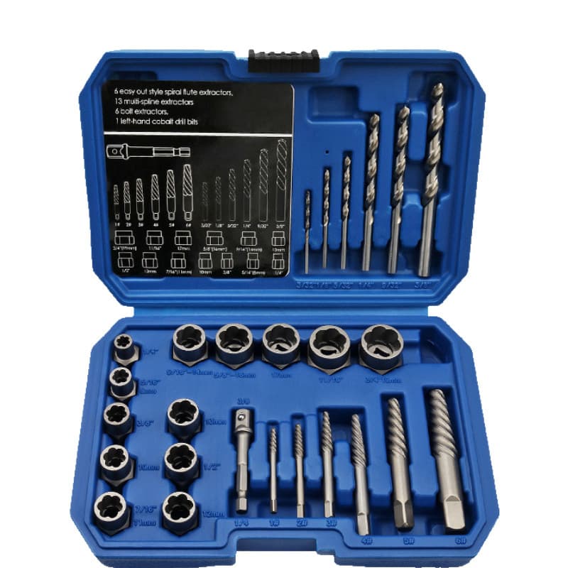 Cross-border 26pc extractor set nut damaged and incomplete screw nut extractor broken wire extractor tool