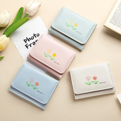 New Creative Tri-Fold Wallet Large Capacity Multi-Card Holder ID Wallet Coin Purse Student Multi-Functional Folding Money Clip Women