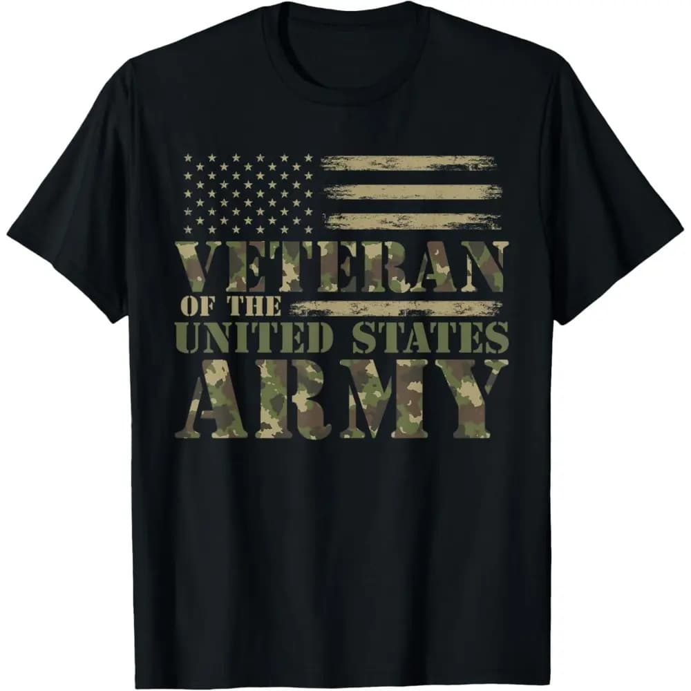 European version large size pure cotton T-shirt American flag camouflage patriotic print American retro four seasons casual short sleeves for men and women
