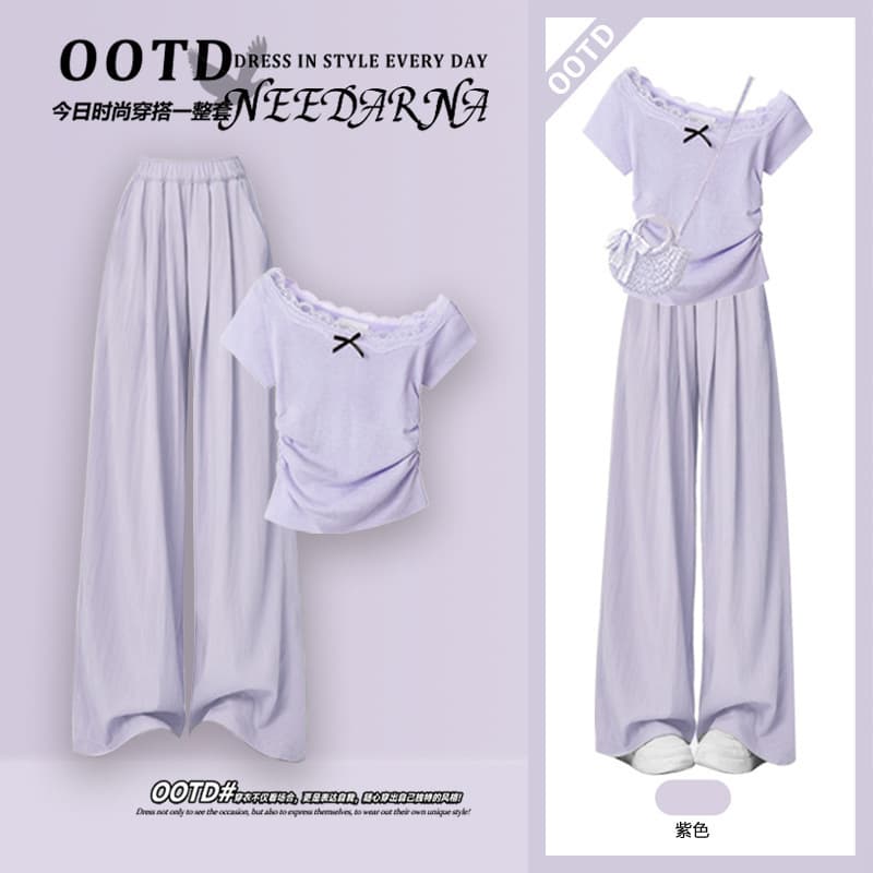 Women's Summer Outfit Set 2025 New Korean-Style Sun Protection Shirt with Camisole and Wide-Leg Pants Three-Piece Set