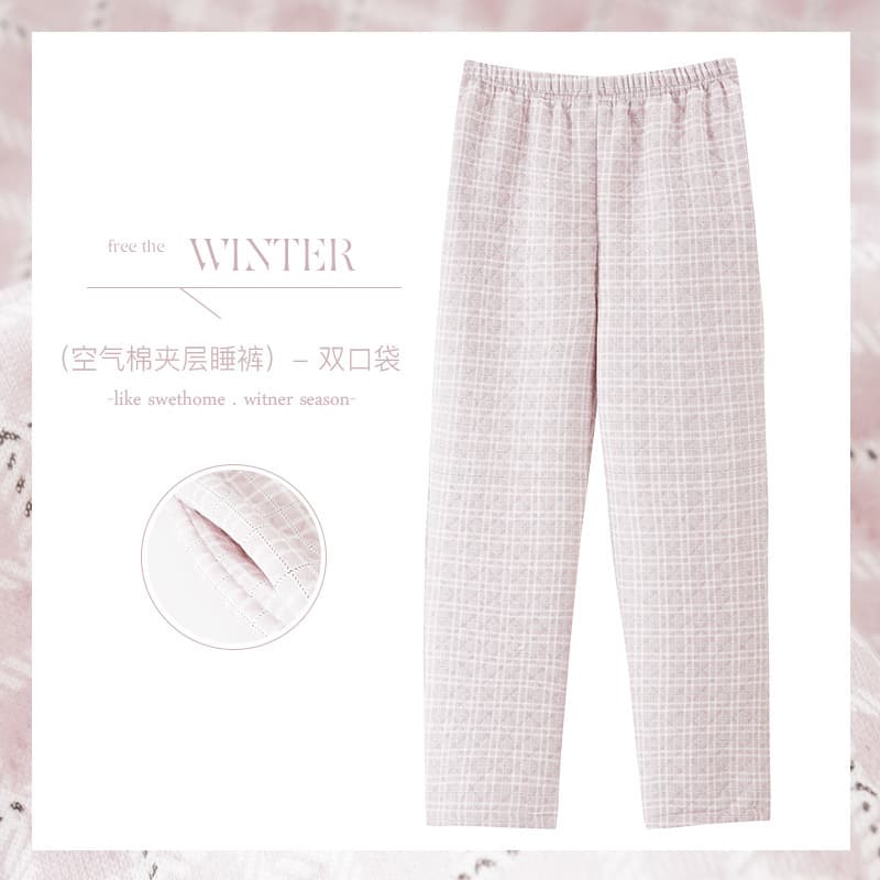 Women's Sleep Pants Autumn Winter Air Cotton Interlayer Thickened Long Pants Warm Casual Comfortable Home Pants Outdoor Wear Plus Size