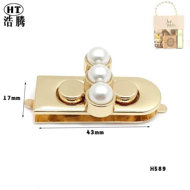 Bag hardware hand gift box Pearl lock zinc alloy U-shaped twist lock Pearl acrylic box Pearl lock in stock