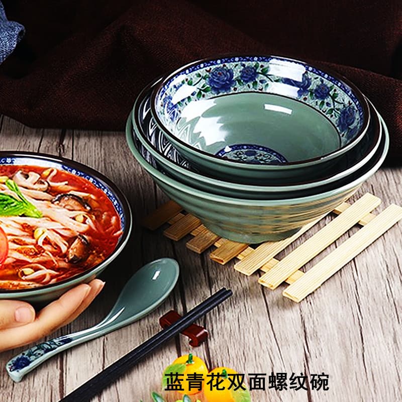 7 8 9 Inch Imitation Porcelain Blue And White Ramen Bowl Japanese Style Home Use Soup Bowl Large Size Noodle Serving Bowl