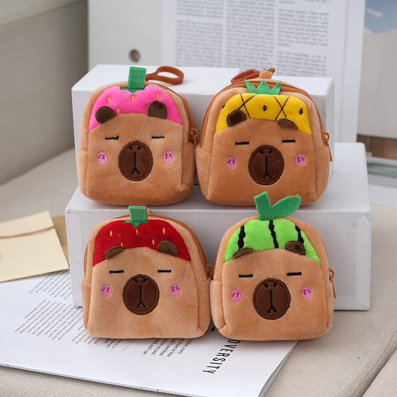 Cartoon New Capybara Coin Purse Plush Toy Earphone Cable Storage Pouch Children's Backpack Charm