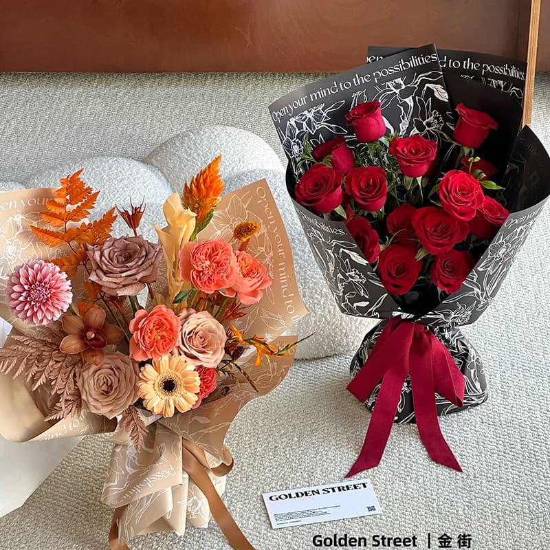 Flower Wrapping Paper Yuyin Series Narcissus Waterproof Printed Floral Gift Wrap Flower Paper Bouquet Material