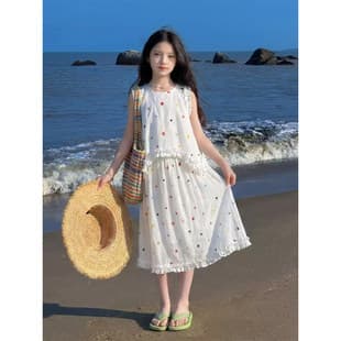 Girls' Dress Children's Summer 2026 New Style Skirt Big Kids Family Vacation Princess Dress Fashionable Vest Dress