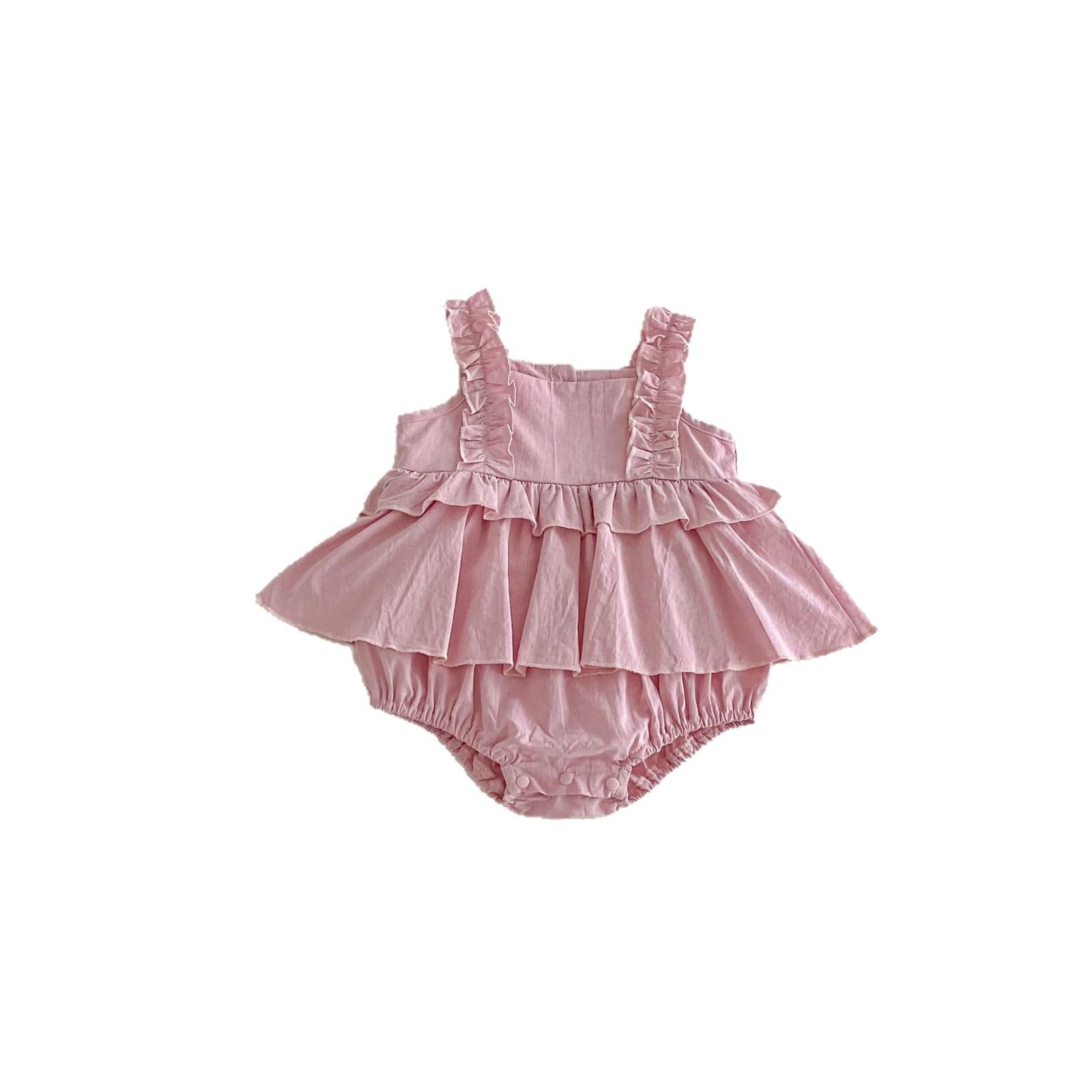 2026 Summer New Girls Korean Style Ruffle Dress Baby Vest Outfit for 0-1 Year Old