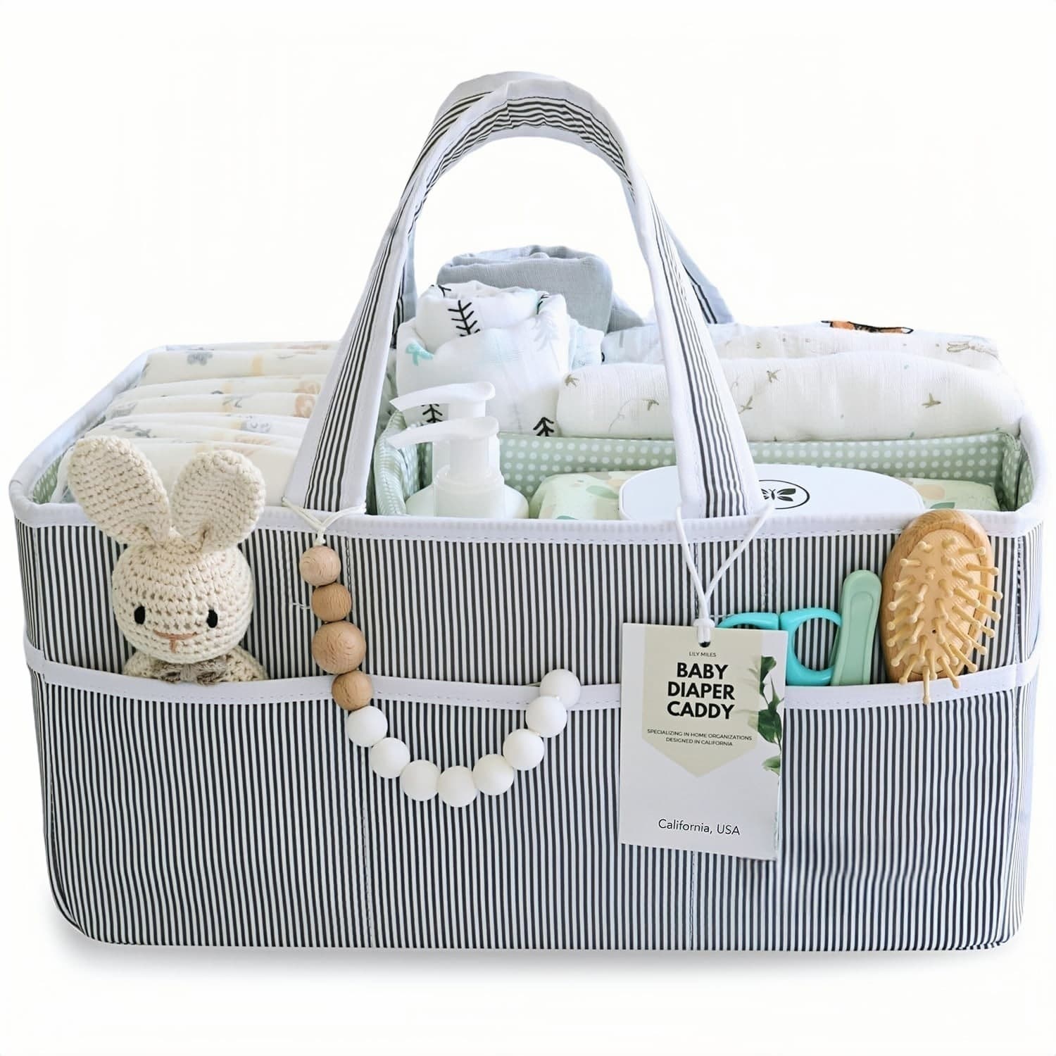 New striped multifunctional baby diaper storage bag large capacity lightweight mother and baby mommy handbag