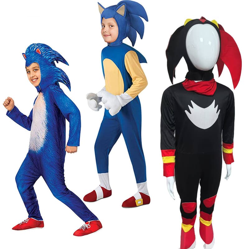Cross-border Sonic Cos Costume Children's Super Mouse Sonic Clothes Halloween Cosplay Black Cross-border Anime Costume