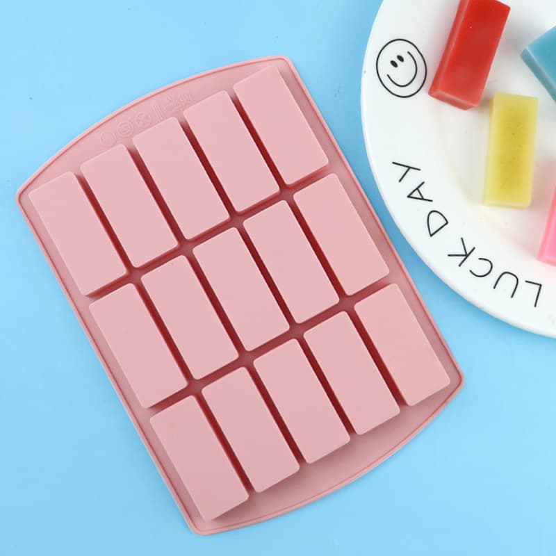 In Stock 15-Cell Small Rectangle Silicone Chocolate Mold Jelly Mold Ice Cube Tray Silicone Mold Wax Seal Mold