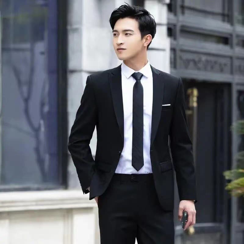 Slim Fit Suit Set for Groomsmen Korean Style Wedding Three-Piece Business Formal Suit Spring Autumn Men's Attire