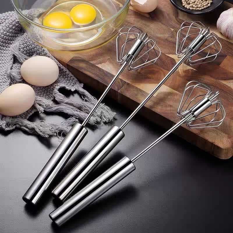 Stainless Steel Semi-Automatic Egg Beater, Press-Type Cream Mixer, Manual Whisk for Home Kitchen