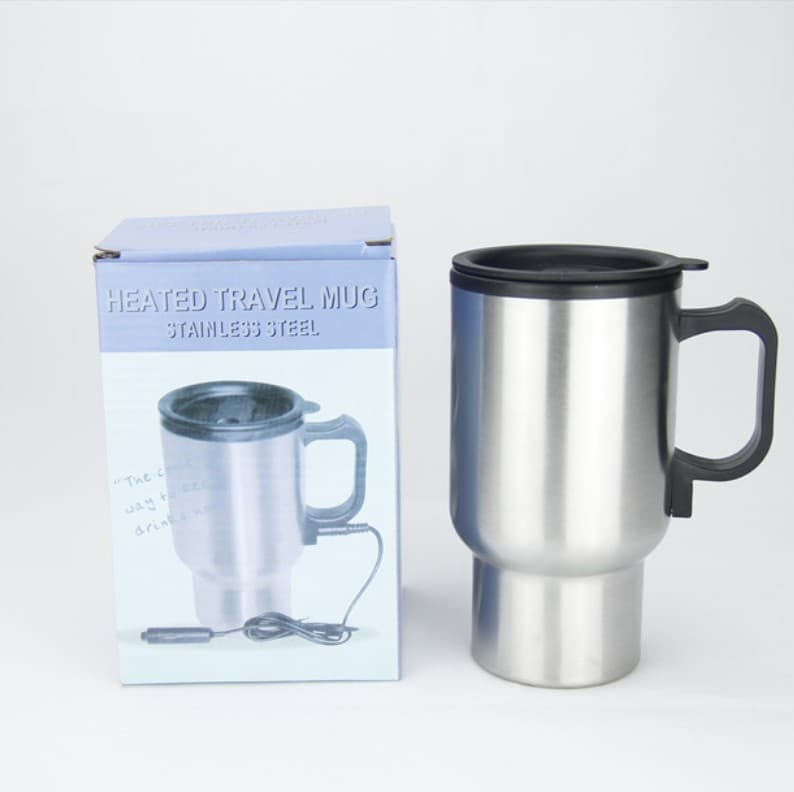 12V Inner Plastic Outer Steel Car Thermos Cup, Car Heating Cup, Stainless Steel Car Kettle