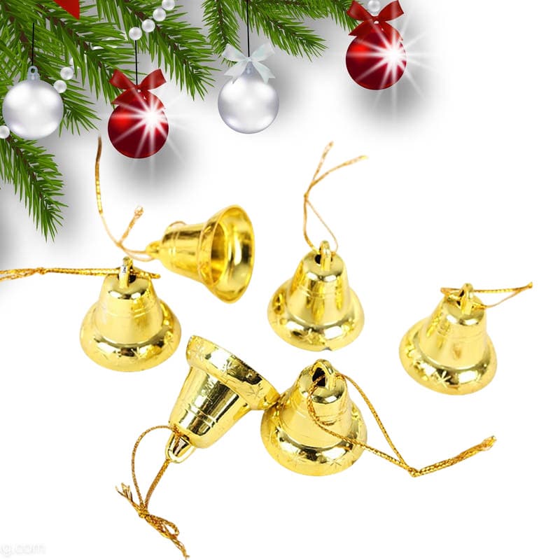 Christmas Bell Pendant Christmas Decoration Bell Plastic 3CM Bell 6 per Pack Ready Stock Wholesale